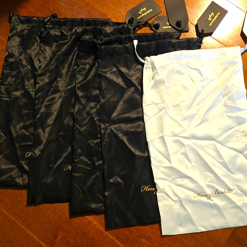 Honey Birdette Black and White Satin Pouches (SET OF 5) - Picture 3 of 3